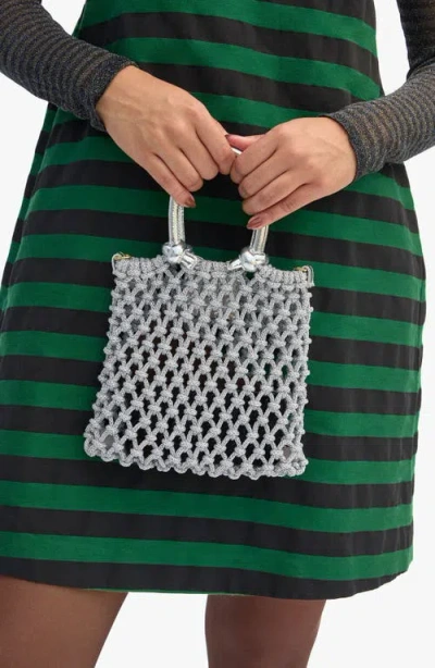 Clare V Bianca Small Macrame Tote In Silver