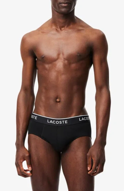 Lacoste Core Essentials Assorted 3-pack Stretch Cotton Briefs In Multi