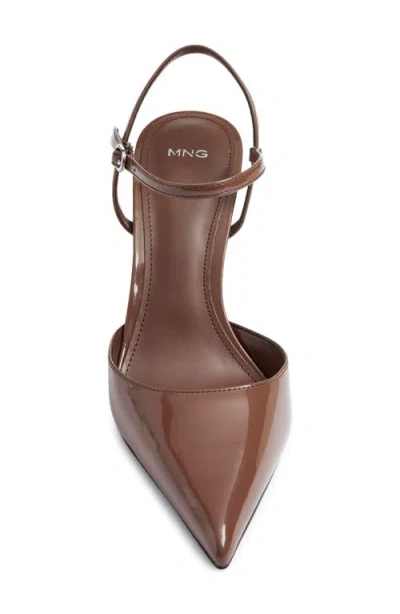 Mango Glitty Ankle Strap Pump In Brown