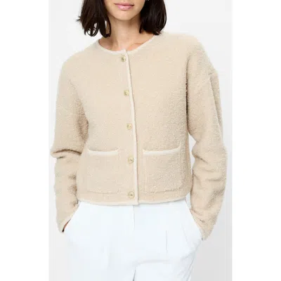 French Connection Effie Boucle Knit Cardigan Sweater In Nude