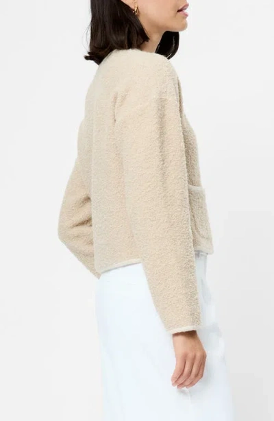 French Connection Effie Boucle Knit Cardigan Sweater In Nude
