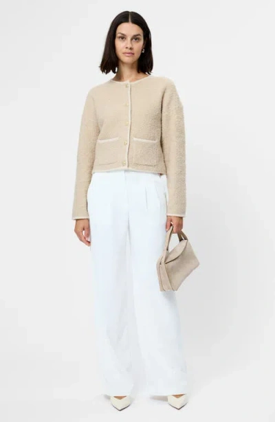 French Connection Effie Boucle Knit Cardigan Sweater In Nude