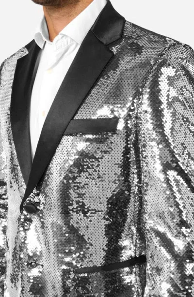 Opposuits Shiny Silver Sequin Dinner Jacket In Silver