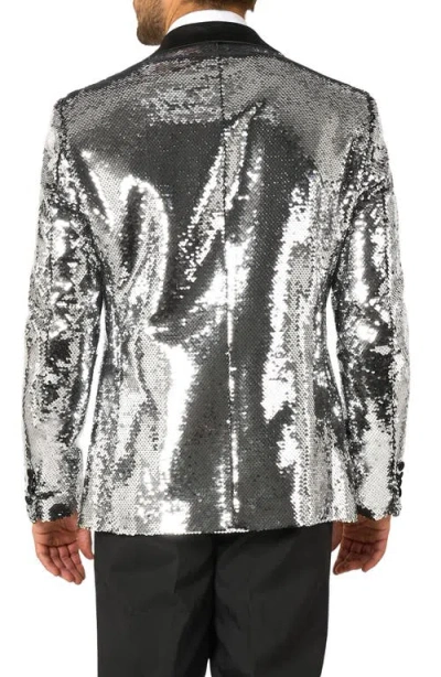 Opposuits Shiny Silver Sequin Dinner Jacket In Silver
