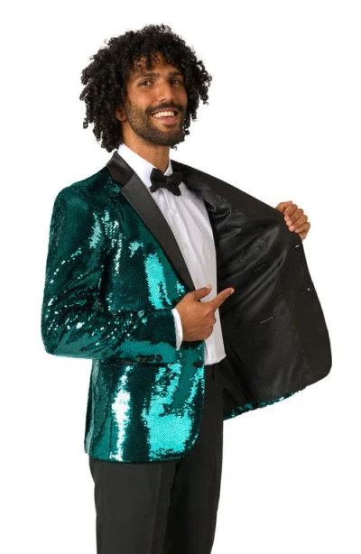 Opposuits Terrific Teal Sequin Embellished Dinner Jacket In Green