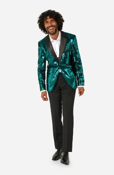 Opposuits Terrific Teal Sequin Embellished Dinner Jacket In Green