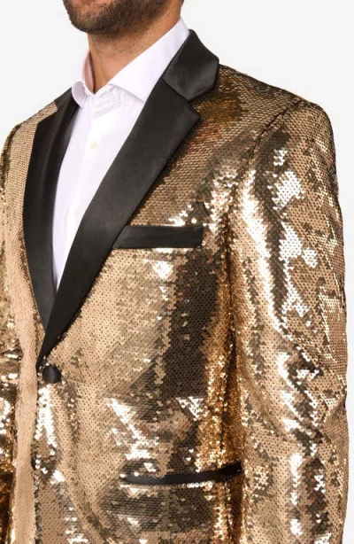Opposuits Groovy Gold Sequin Dinner Jacket In Gold