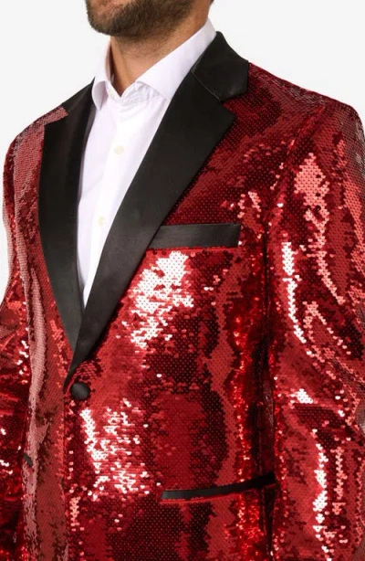 Opposuits Radiant Red Sequin Embellished Dinner Jacket In Red