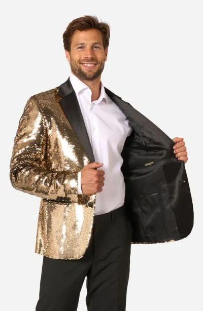Opposuits Groovy Gold Sequin Dinner Jacket In Gold