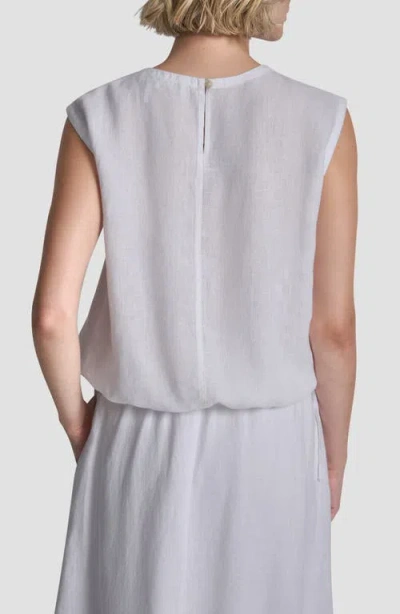 Dkny Drawstring Hem Linen Top In White