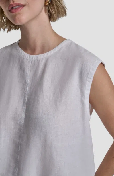 Dkny Drawstring Hem Linen Top In White