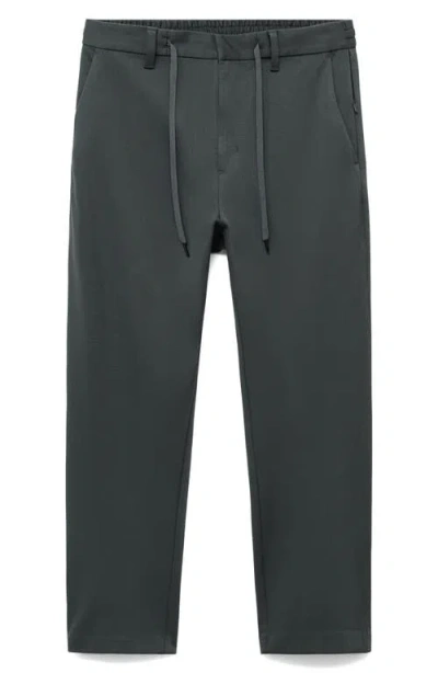 Mango Slim Fit Drawstring Pants In Gray