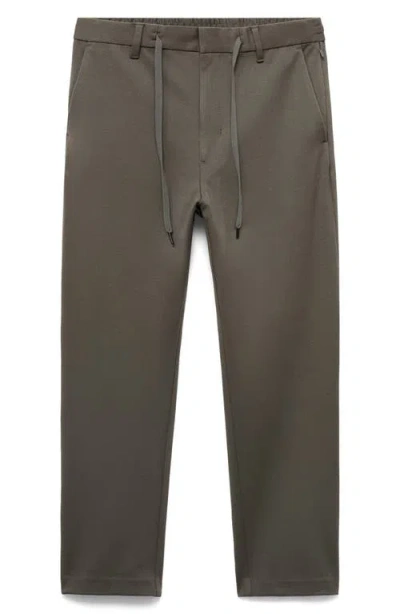 Mango Slim Fit Drawstring Pants In Brown