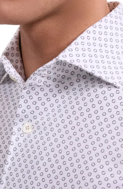 Bugatchi Devon Ooohcotton® Dot Print Button-up Shirt In White