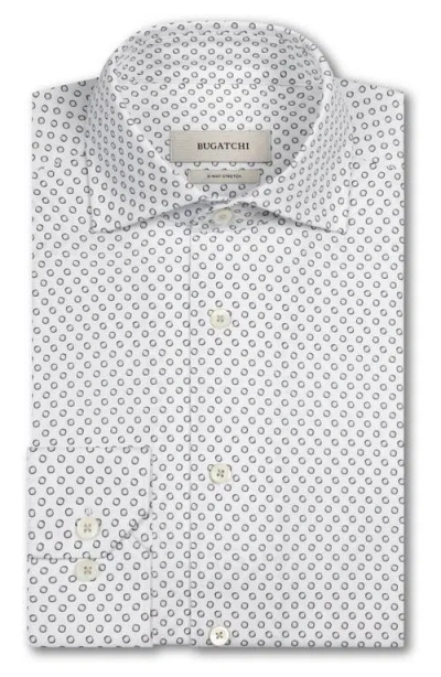 Bugatchi Devon Ooohcotton® Dot Print Button-up Shirt In White