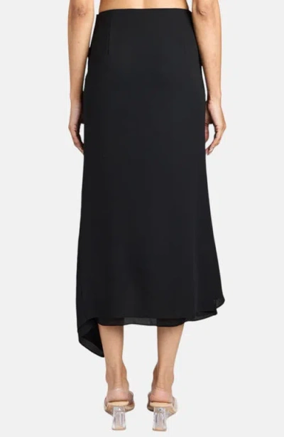 Santorelli Harley Midi Skirt With Asymmetrical Cascading Ruffle In Black