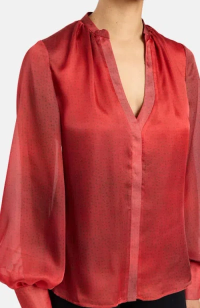 Santorelli Willow Buttoned Blouse In Red