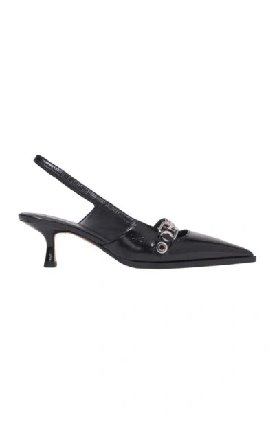 Maje Leather Pumps With Eyelet Strap In Black