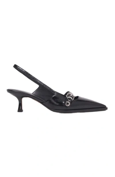 Maje Leather Pumps With Eyelet Strap In Black