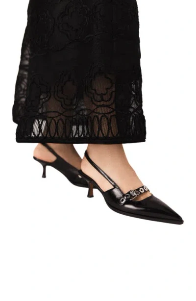 Maje Leather Pumps With Eyelet Strap In Black