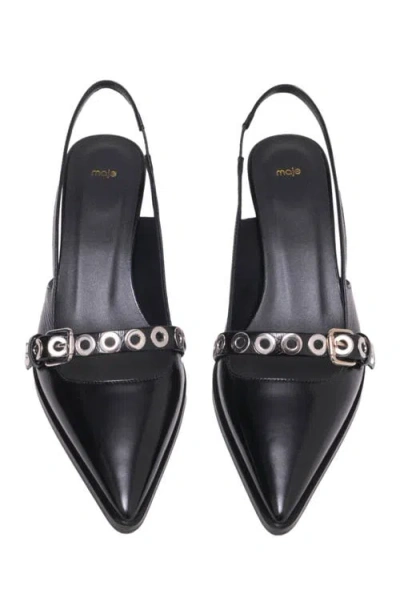 Maje Leather Pumps With Eyelet Strap In Black