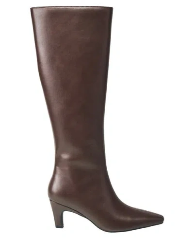 French Connection Womens Becky Kitten Heel Bootie In Brown