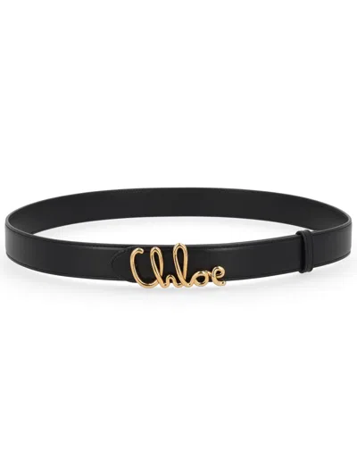 Chloé Iconic Leather Belt Adjustable Length In Black