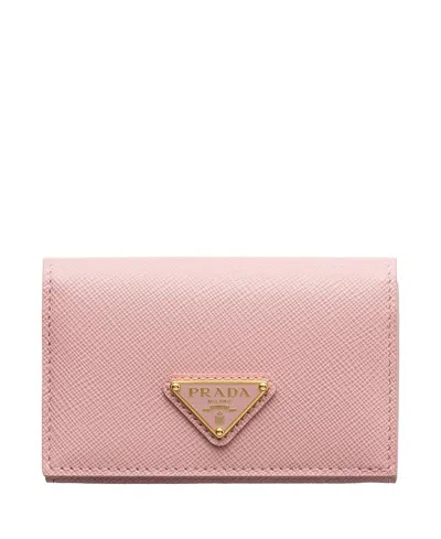 Prada Small Saffiano Leather Wallet In Pink