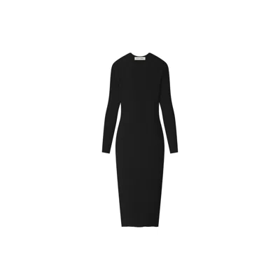 Essentials Womens Rib Long Sleeve Dress In Black