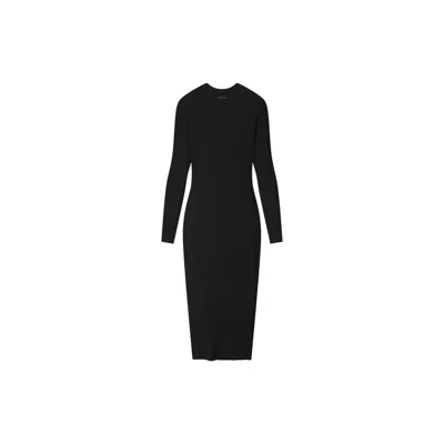 Essentials Womens Rib Long Sleeve Dress In Black