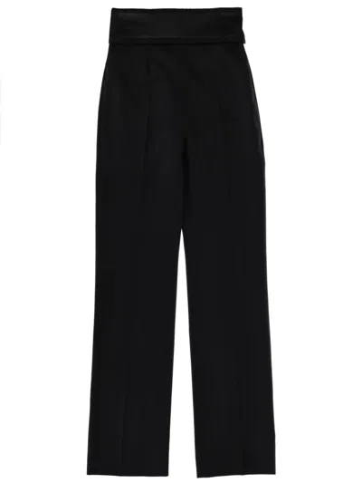 Alexander Mcqueen Wool Tailored Trousers High Waist Wide Leg In Black
