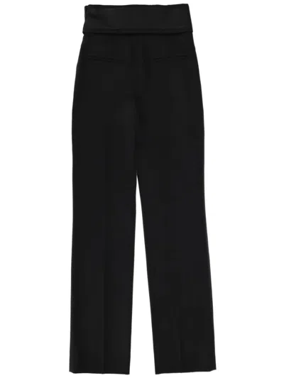 Alexander Mcqueen Wool Tailored Trousers High Waist Wide Leg In Black