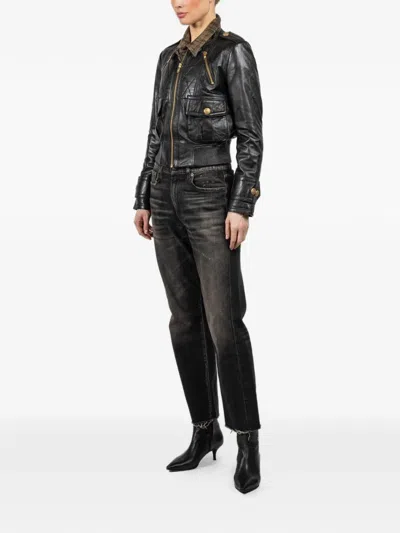 R13 Quilted Buttoned Jacket In Black