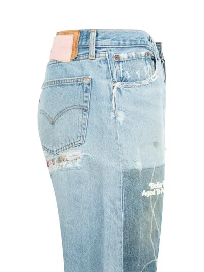 Better With Age Patchwork Trousers In Blue