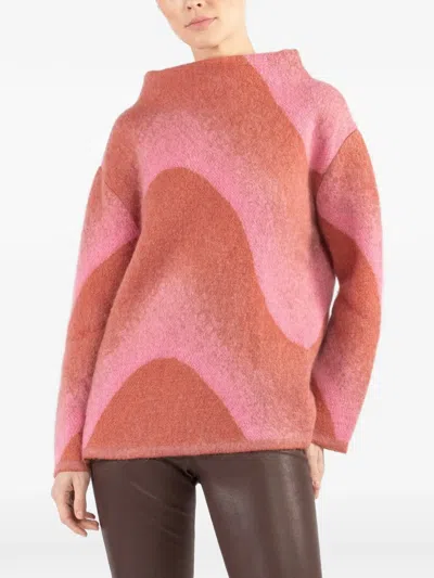 Odeeh Pattern High-neck Sweater In Pink