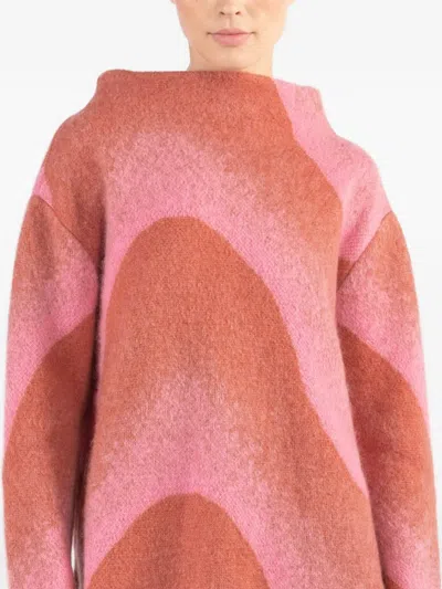 Odeeh Pattern High-neck Sweater In Pink