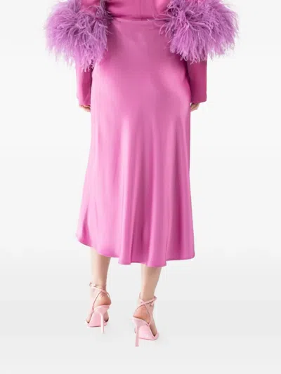 Lapointe Satin Split Midi Skirt In Pink