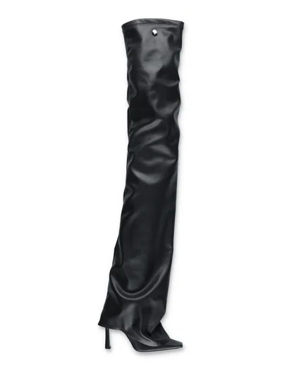 Attico Robin Otk Thigh High Boots In Black Leather In Black
