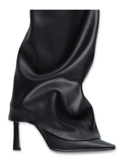 Attico Robin Otk Thigh High Boots In Black Leather In Black