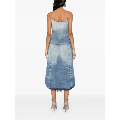 Diesel Fringed Minidress In Blue