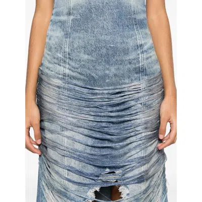 Diesel Fringed Minidress In Blue