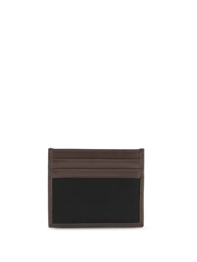 Prada Leather And Fabric Card Holder In Brown