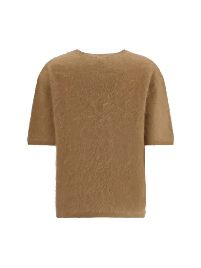 Lisa Yang Maren Short Sleeve Sweater In Toffee In Brown