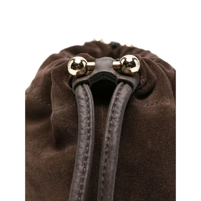 Strathberry Charlotte Drawstring Suede Suede Chocolate Bags In Brown