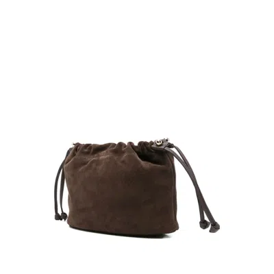 Strathberry Charlotte Drawstring Suede Suede Chocolate Bags In Brown