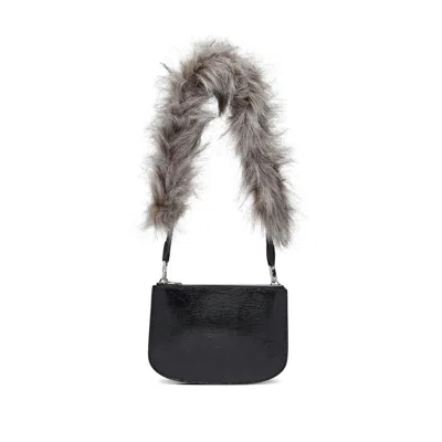 Diesel Twin-double-pouch Embossed-leather Shoulder Bag In Black