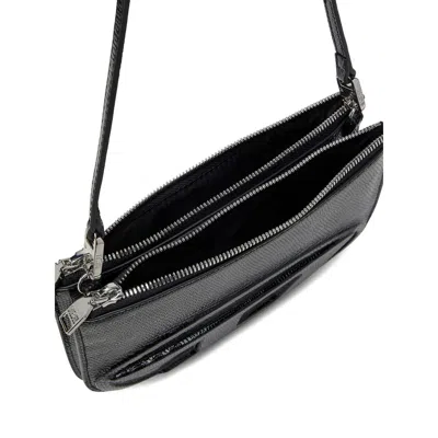 Diesel Twin-double-pouch Embossed-leather Shoulder Bag In Black