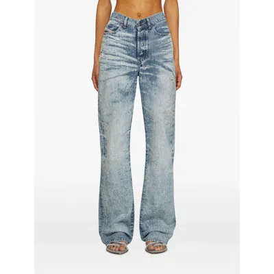 Diesel 1971 D-sent Acid-wash Distressed Jeans In Blue