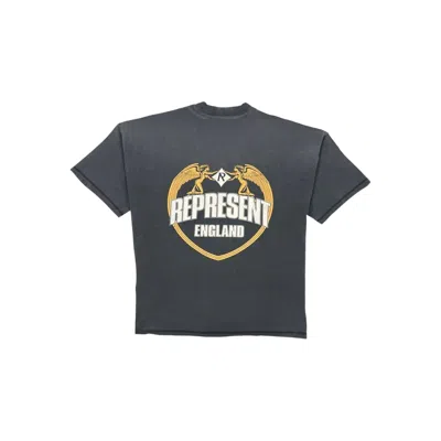 Represent Boxy Angel Border Logo Graphic Tee In Gray