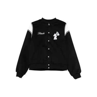 Rhude Regista Wool Blend Varsity Jacket In Black